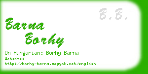 barna borhy business card